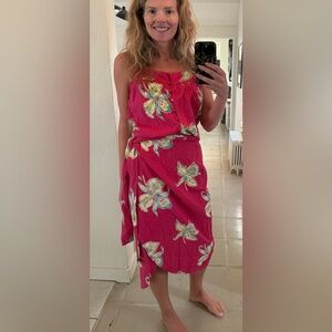 NWT Faherty Pacifica Seersucker Orchid Blossom Tropical Wrap Skirt & Top Set S